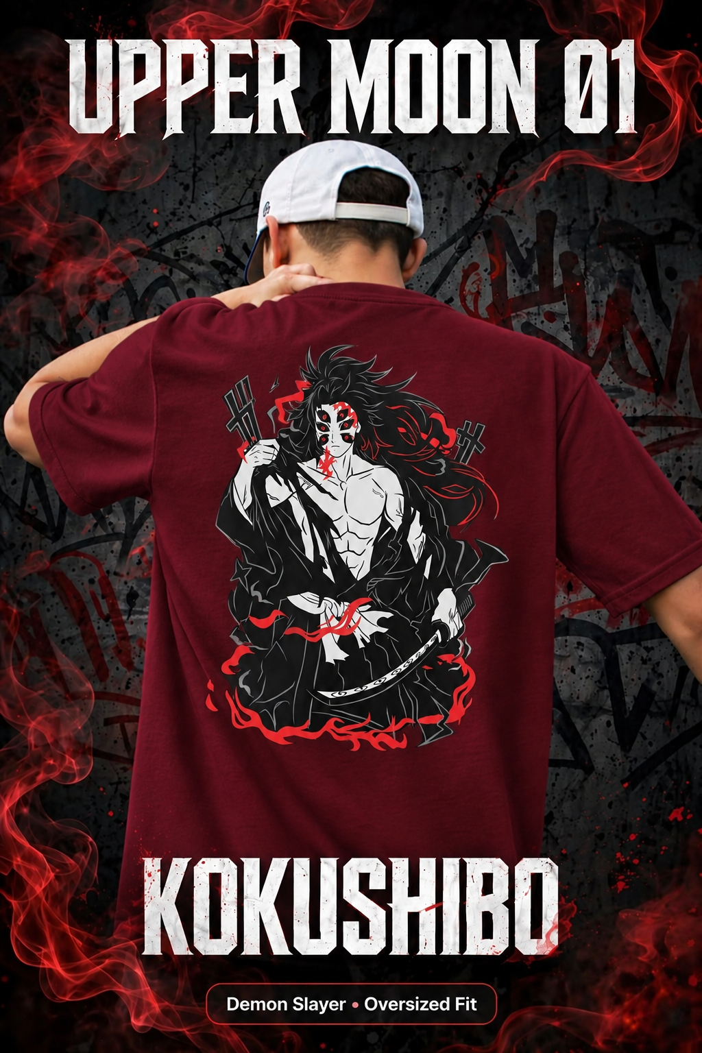 UPPER MOON-01 [KOKUSHIBO] PREMIUM DROP-SHOULDER T-SHIRT